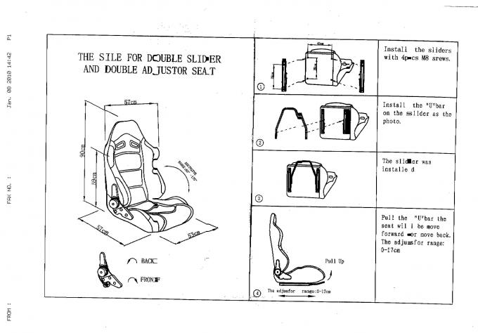 Sport matériel de dos de haute de tissu emballant des sièges pour le conducteur ou le passager
