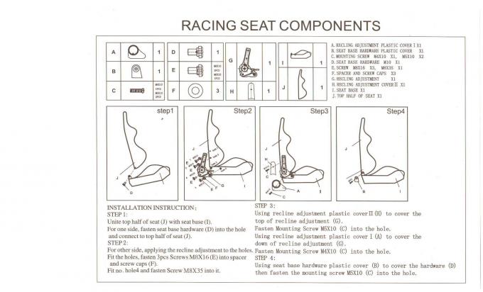 Sport du tissu JBR1018 emballant des sièges avec des sièges de voiture de régleur/glisseur